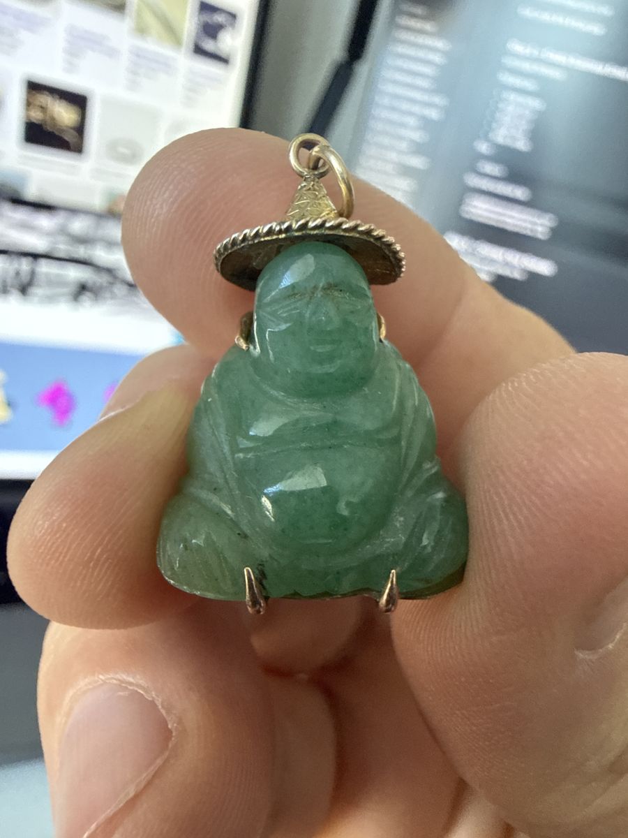 Buddha Jade Pendant With 14k Case