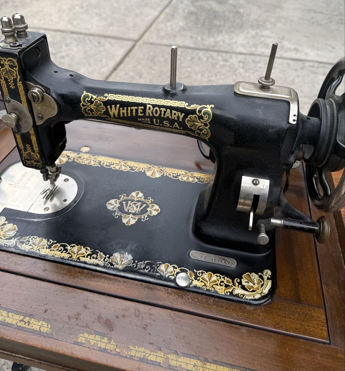 Vintage White Rotary Made In USA Sewing Machine with Cabinet - Antique Model