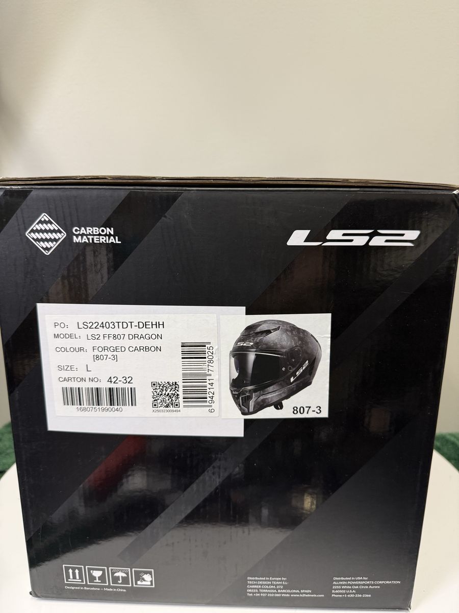 NEW LS2 FF807 Dragon Forged Carbon Motorcycle Helmet - Men’s Large