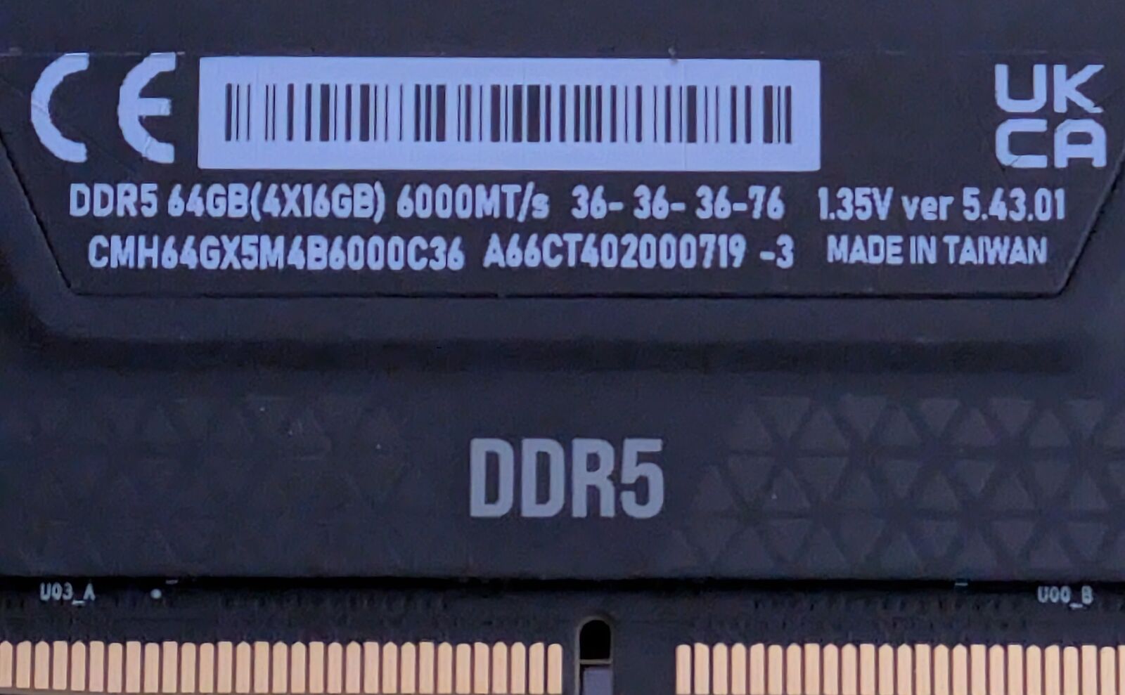 VENGEANCE® RGB 64GB (4x16GB) DDR5 DRAM 6000MT/s CL36 Memory Kit