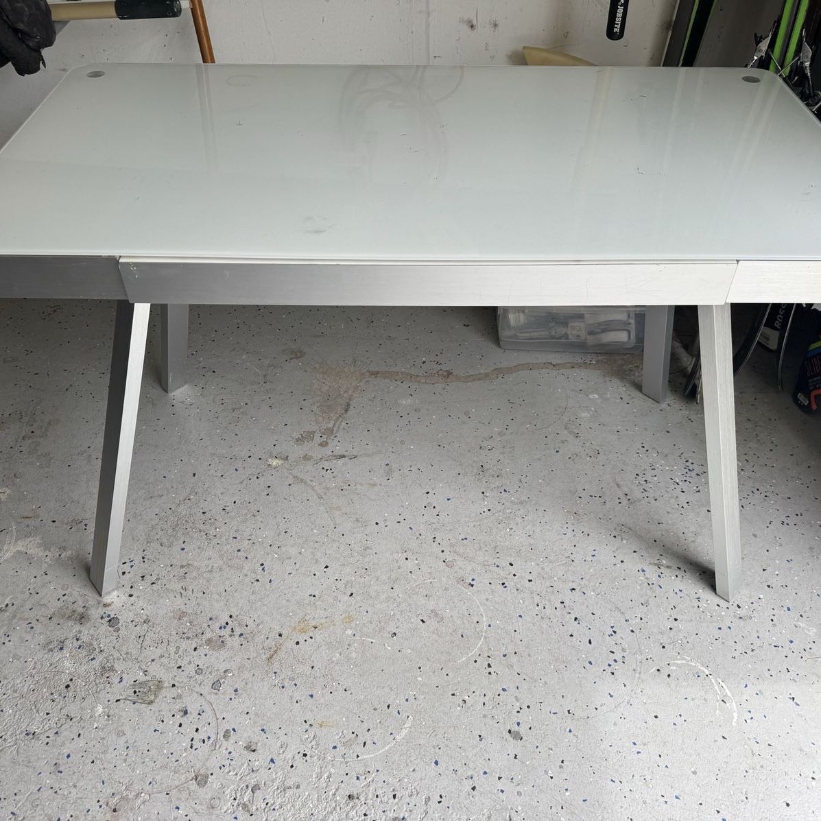 Silver top glass desk