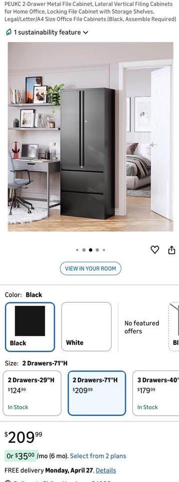 2-Drawer Metal File Cabinet