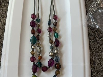 Colorful Multi-Strand Beaded Necklace with Chain Clasp Closure
