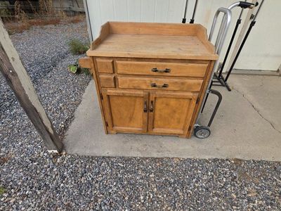 Vintage Wooden Kitchen Island Butcher Block Cart with Storage Drawers