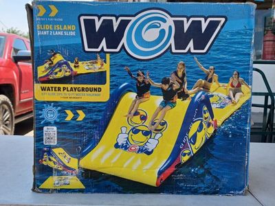 WOW Watersports Slide Island Inflatable Giant 2 Lane Water Slide & Playground, Ages 5+