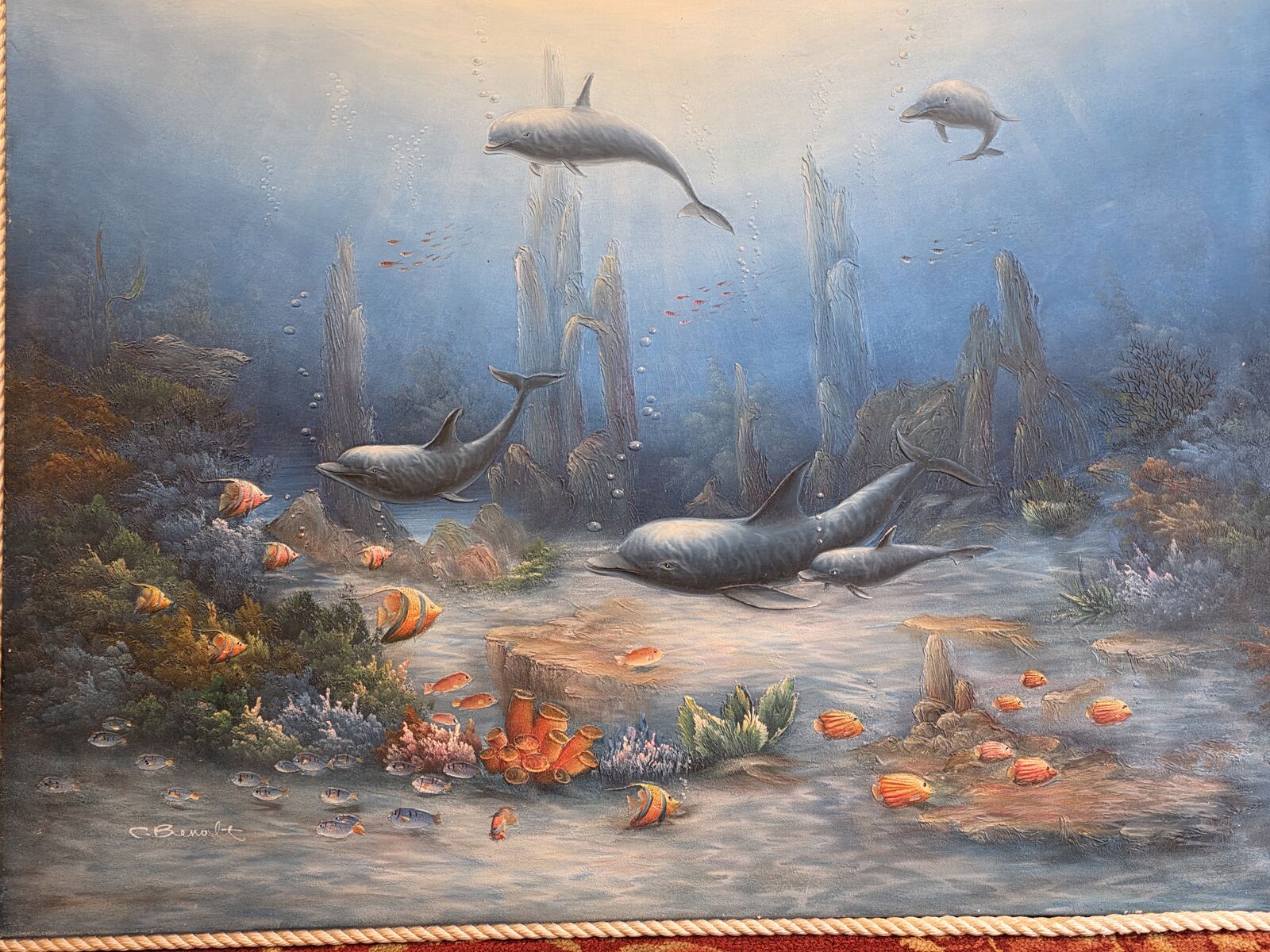 Beautiful underwater marine life oil paintings