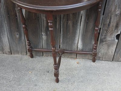 Vintage Half-Moon Demilune Console Table - Dark Wood Accent Furniture