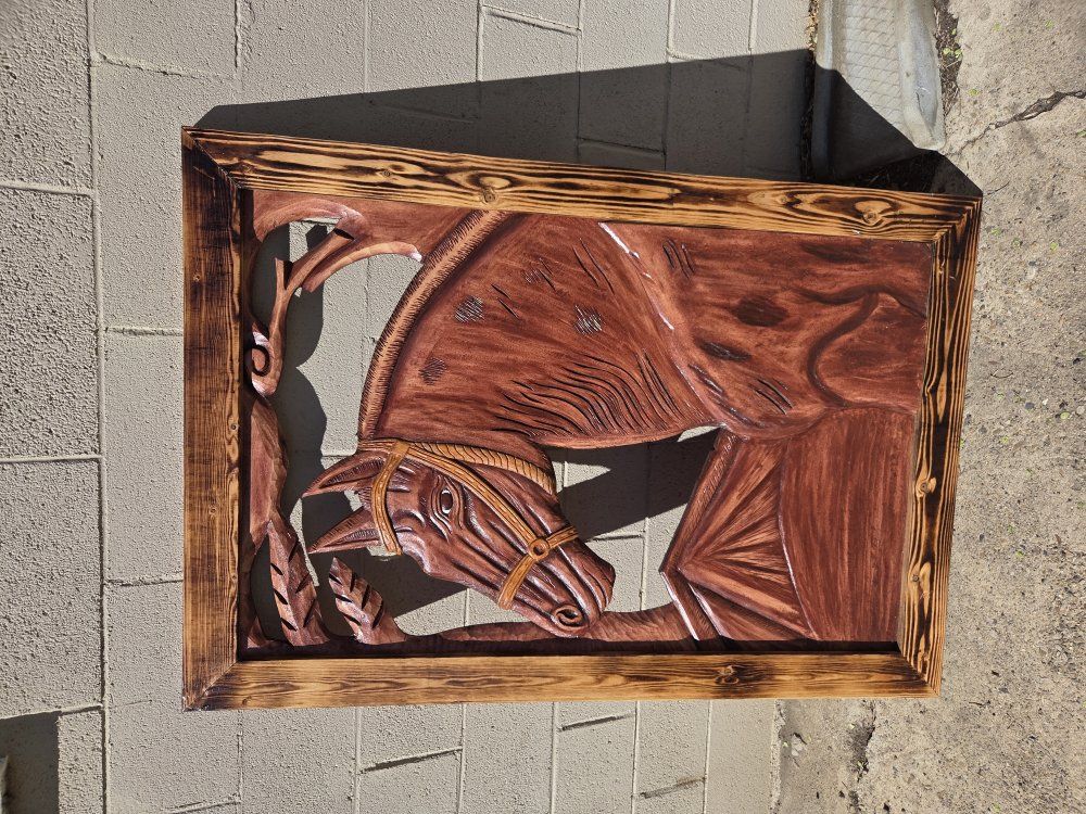 wood hand carved horse