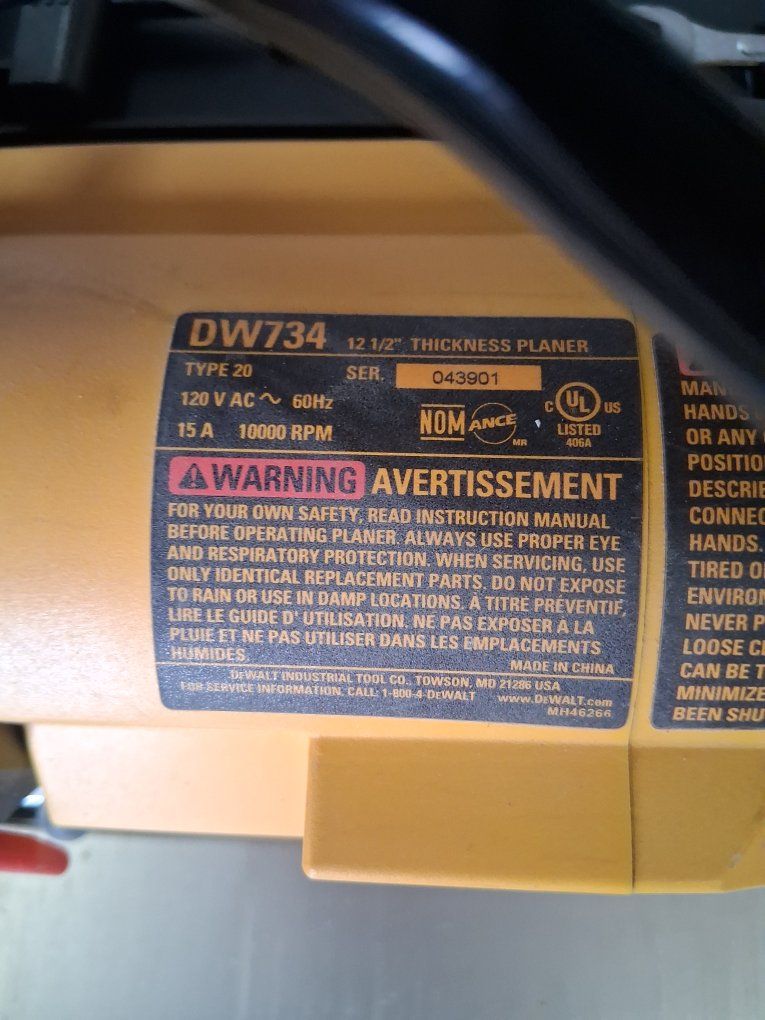 Dewalt model DW- 734 planer