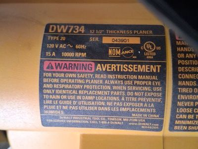 Dewalt model DW- 734 planer