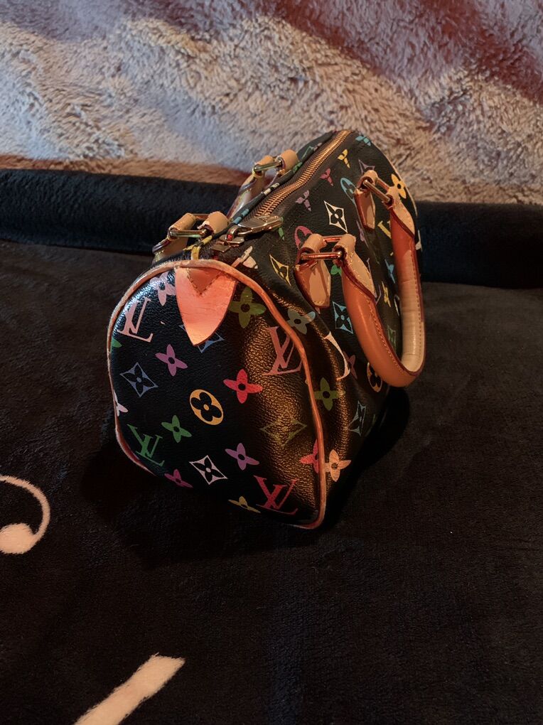 Louis Vuitton handbag and scarf