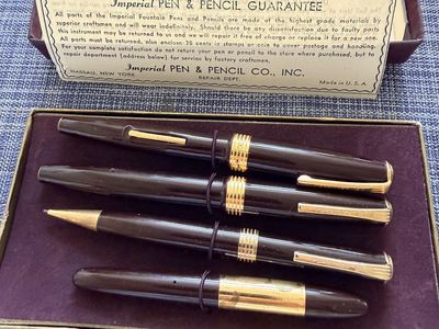 Vintage Fountain & Ball Point Pen & Pencil Set from the Imperial Pen and Pencil CO., INC., NY