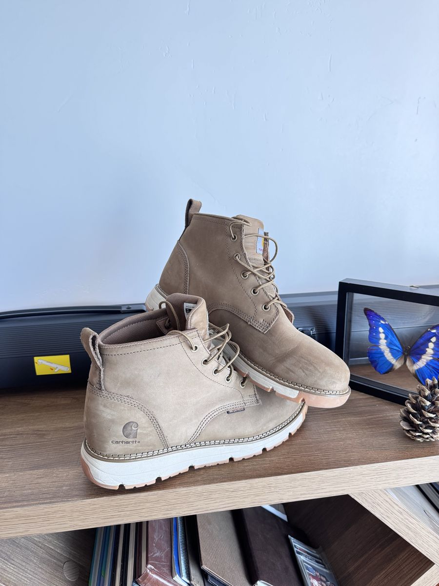 Carhartt Men's Light Brown Leather Work Boots - Size 11 US, Excellent Condition