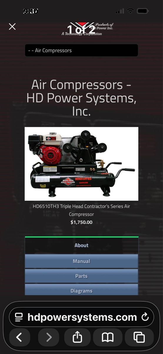 HD6510TH3 Triple Head Contractor's Series Air Comp