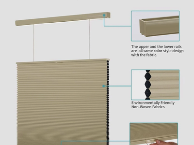 MYshade 37x64 Cordless Blackout Cellular Shade Top Down Bottom Up Beige TDBU