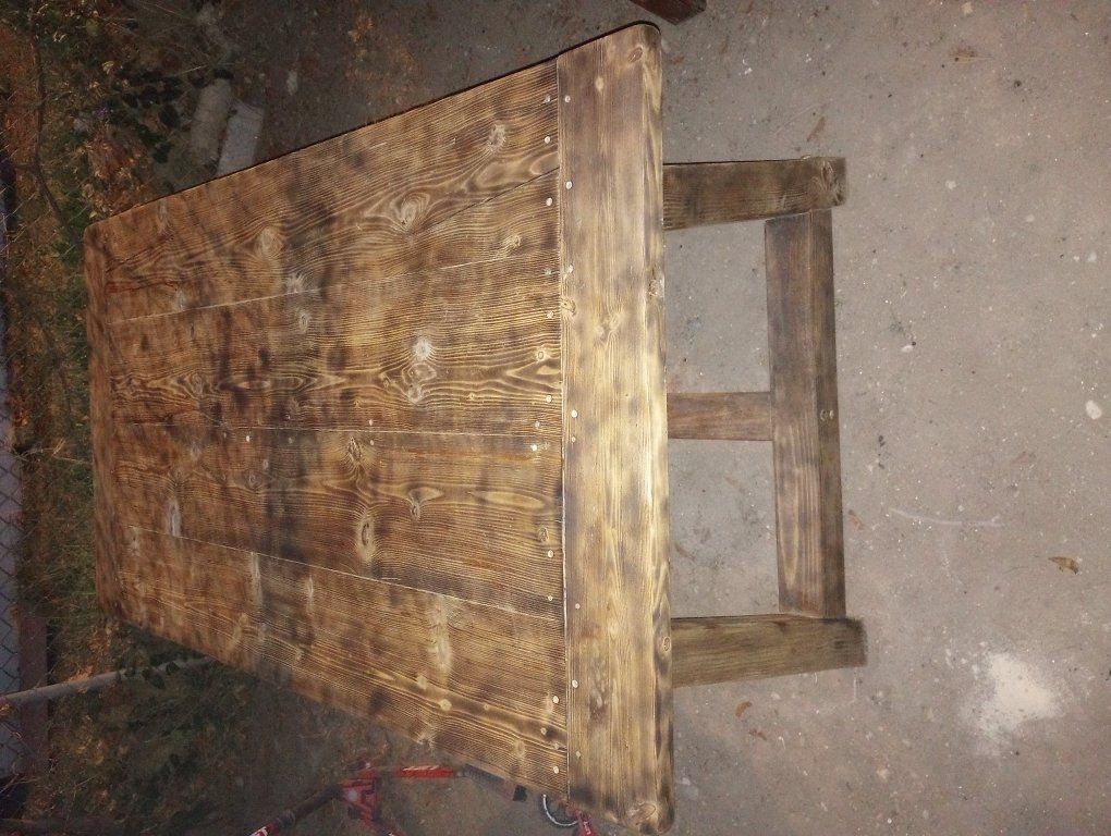 Hand crafted picnic table and bench