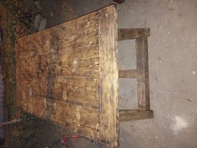 Hand crafted picnic table and bench