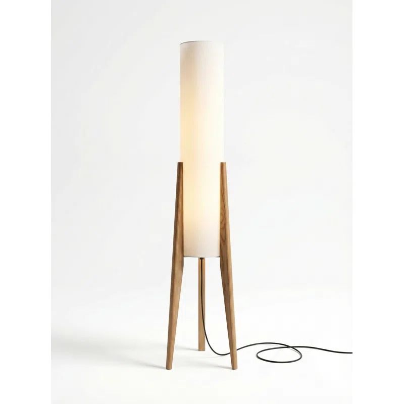 46" Solid Wood Tripod Floor Lamp - Modern Natural Wood