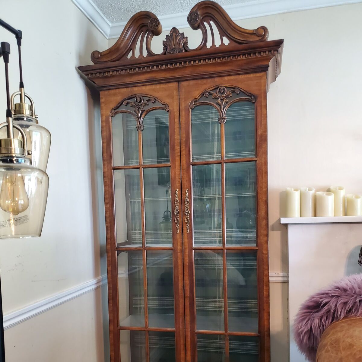 Handsome Gothic Chippendale Style Display Cabinet