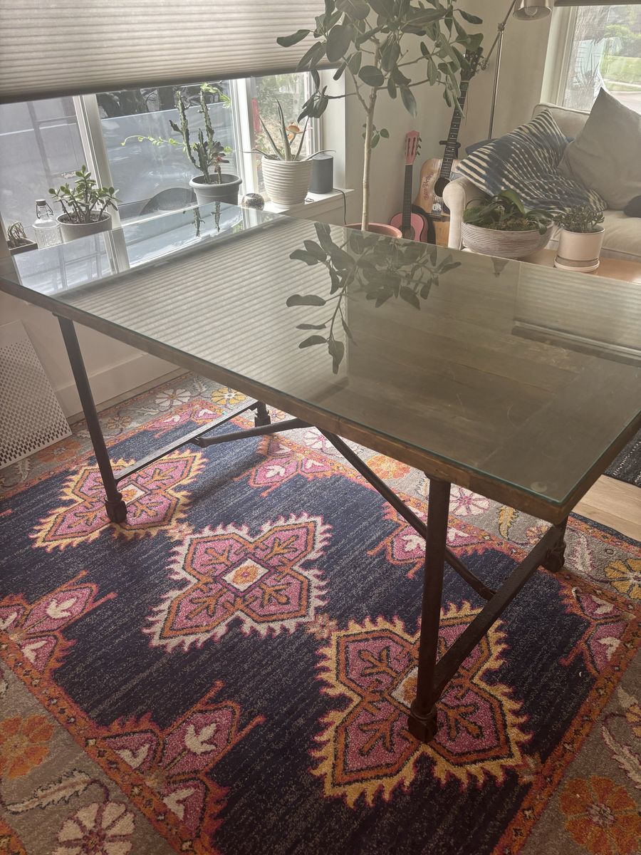 Restoration Hardware Reclaimed Wood & Glass Top Dining Table/Desk - 60"x32"x30"
