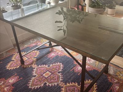 Restoration Hardware Reclaimed Wood & Glass Top Dining Table/Desk - 60"x32"x30"