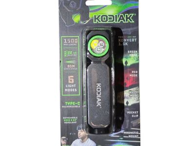 Kodiak Konvert 1.5K Rechargeable Headlamp Converts to Work Light 1500 Lumens