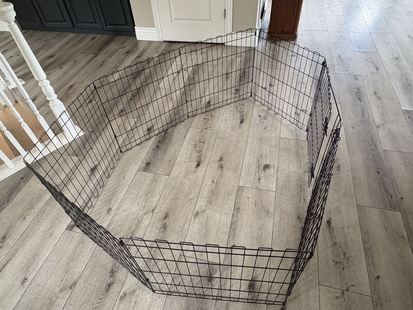 Used Black Metal Pet Playpen/Exercise Pen - Enclosure for Small Animals or Puppies