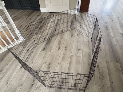 Used Black Metal Pet Playpen/Exercise Pen - Enclosure for Small Animals or Puppies