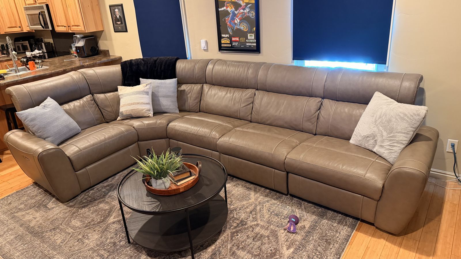 Leather Power Reclining Sectional Sofa
