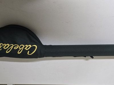Cabela's Green Fishing Rod Hard Case Carrier with Yellow Logo - Excellent Condition