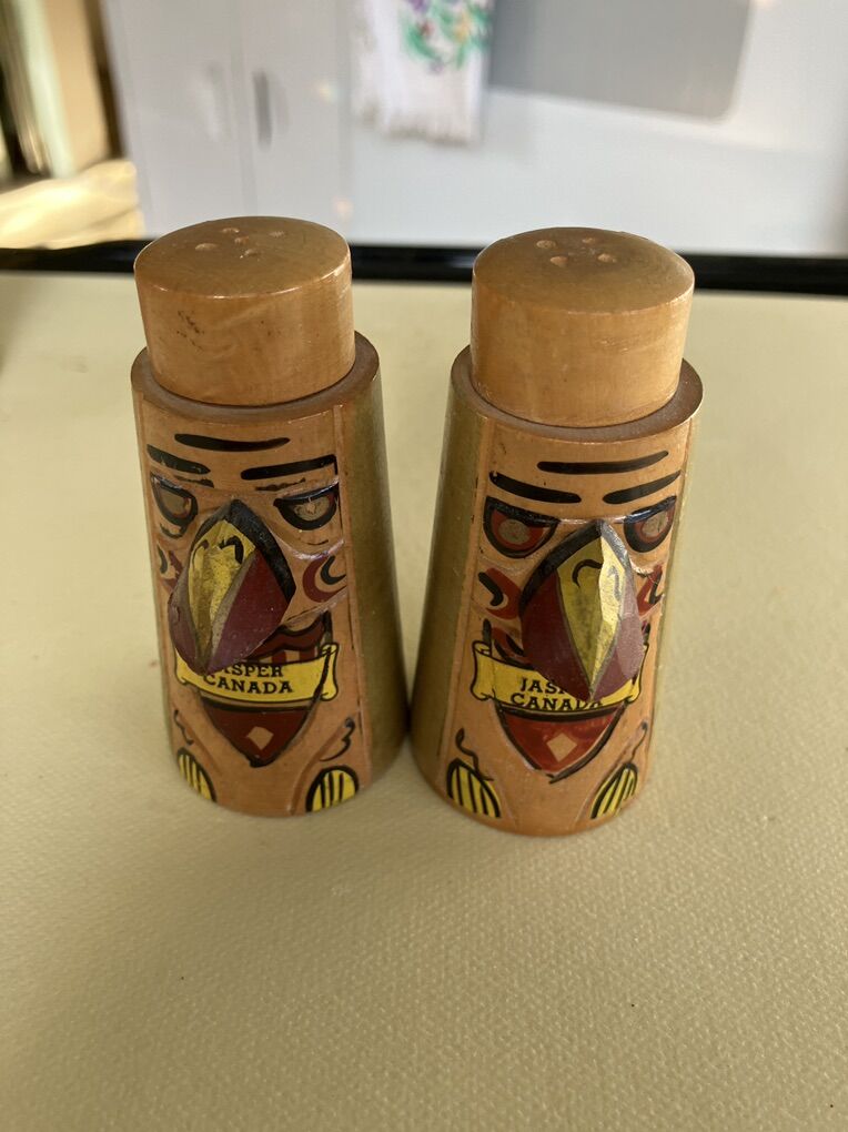 Vintage Wood Jasper Canada Salt & Peppers Shakers
