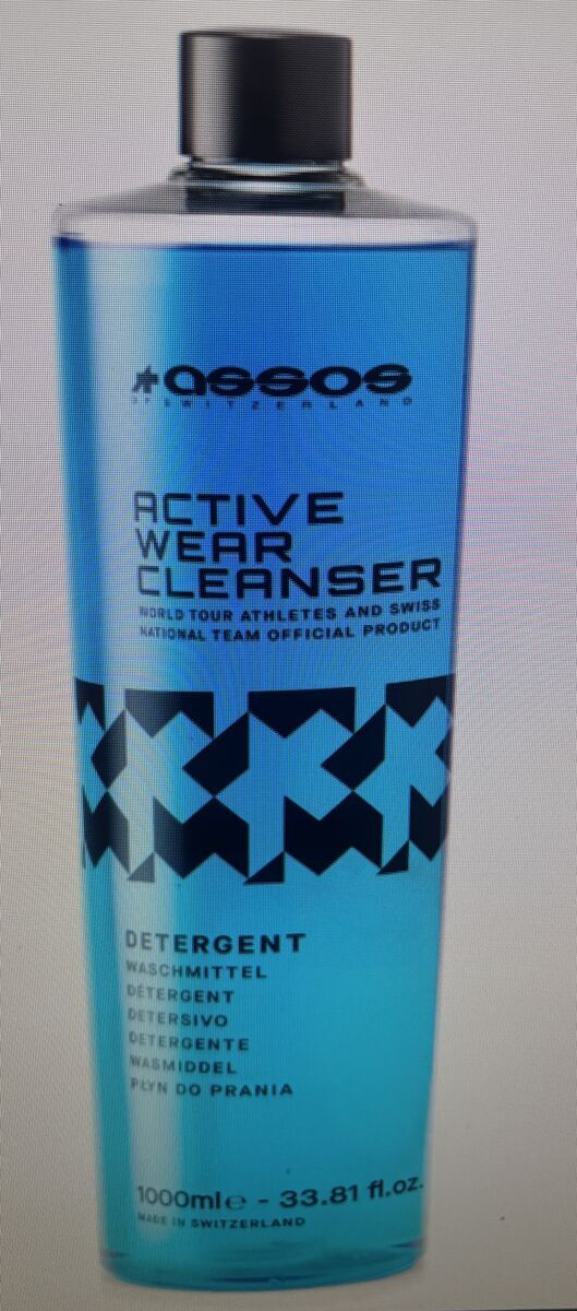 Assos Active Wear Cleaner Detergent 33.81 oz Blue Bottle Stain Remover Laundry Concentrated Switzerland
