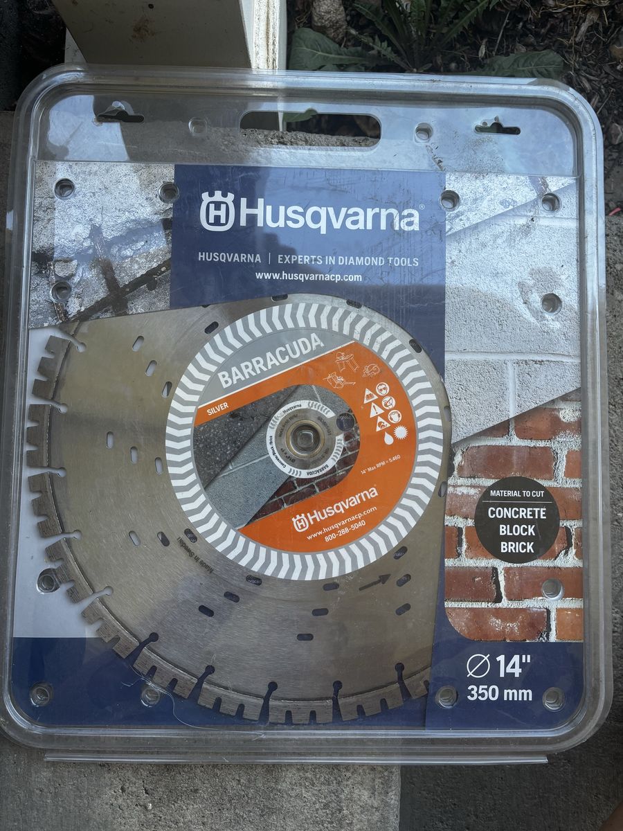Husqvarna Barracuda Silver 14" Diamond Saw Blade for Concrete, Block & Brick