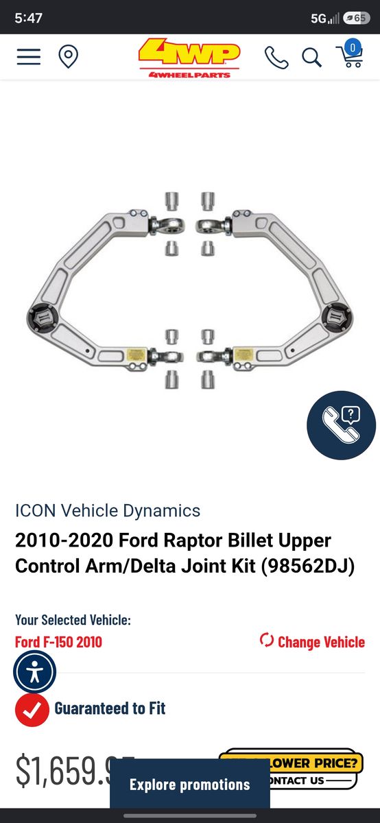 FORD RAPTOR ICON CONTROL ARMS