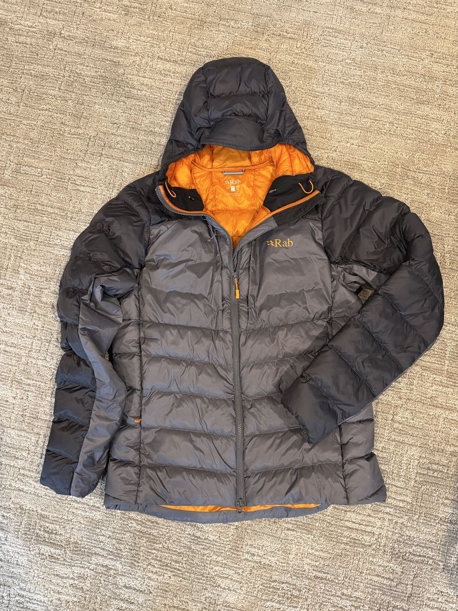 Rab Cirrus Ultra Puffer Jacket with Hood Grey Orange Size Large