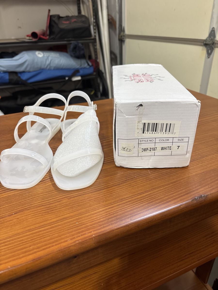 Unbranded White Glitter Jelly Sandals - Style OMP-2187 - Women's Size 7 - New in Box