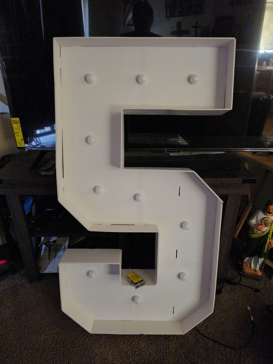 Large Marquee Light Up Number 5