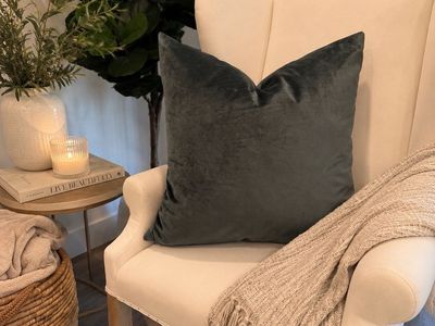 Teal great velvet 24x24 down pillow