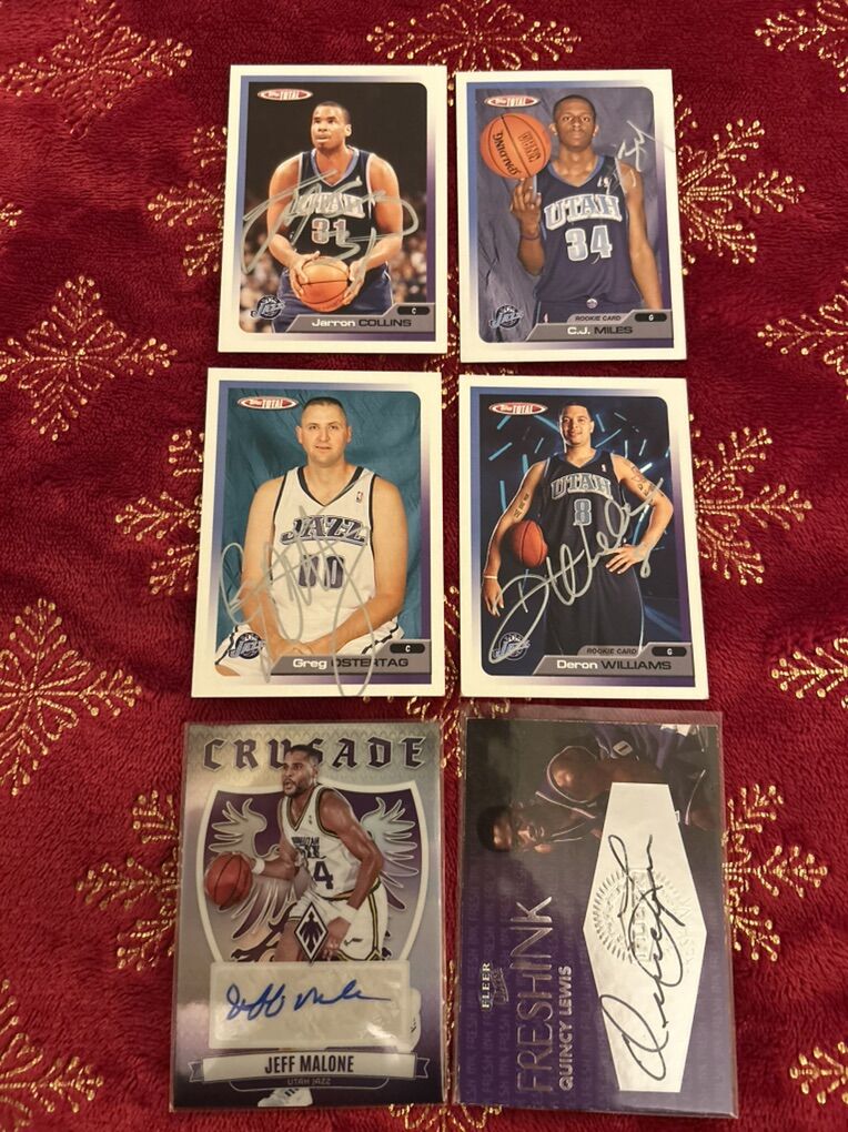 (6) Autograph UTAH JAZZ Signed Auto Card Lot WOW!!