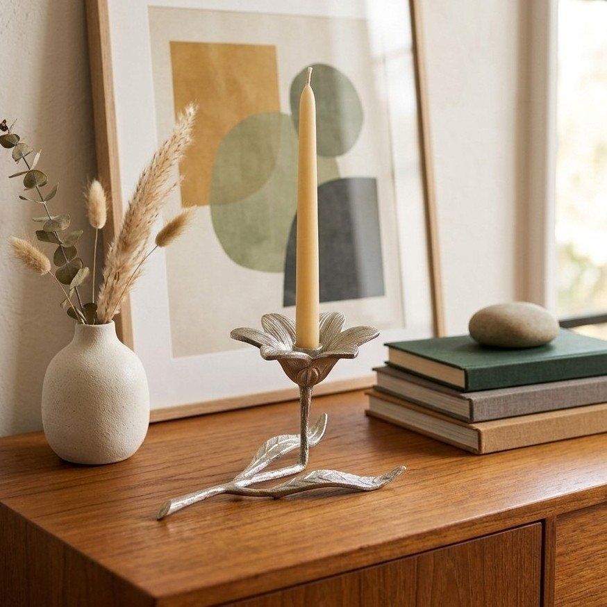Vintage Flower Candle Holder | Metal