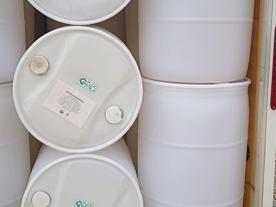 55 Gallon Plastic Food Grade Drums. Excellent Condition