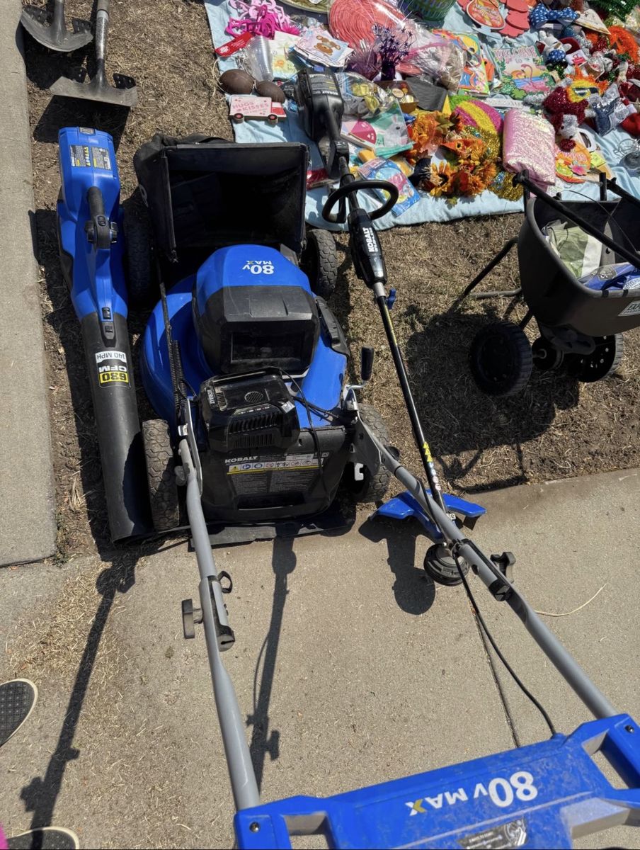 Kobalt 80V Max Cordless Lawn Mower, Leaf Blower, and String Trimmer Combo