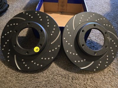 Brand new EBC brake rotors for a Land Cruiser or Lexus LX450