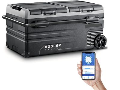 BODEGACOOLER 12 Volt Car Refrigerator, 100 Quart Portable Freezer, Car Fridge Dual Zone WIFI APP Control, -4℉-68℉ Cooler, 12/24V