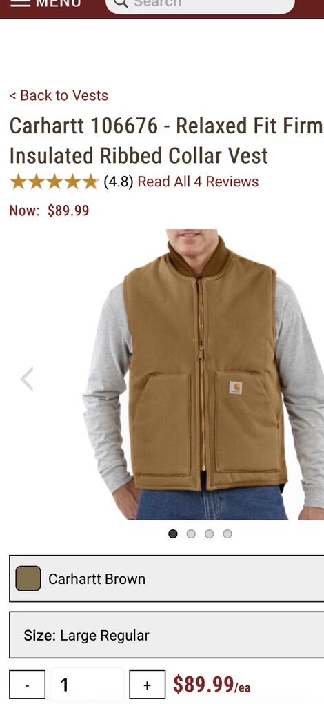 New Carhartt Insulated Duck Vest Medium