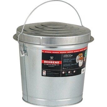 Behrens 10-Gallon Galvanized Steel Locking Lid Can with Wire Handle - Durable Metal Storage