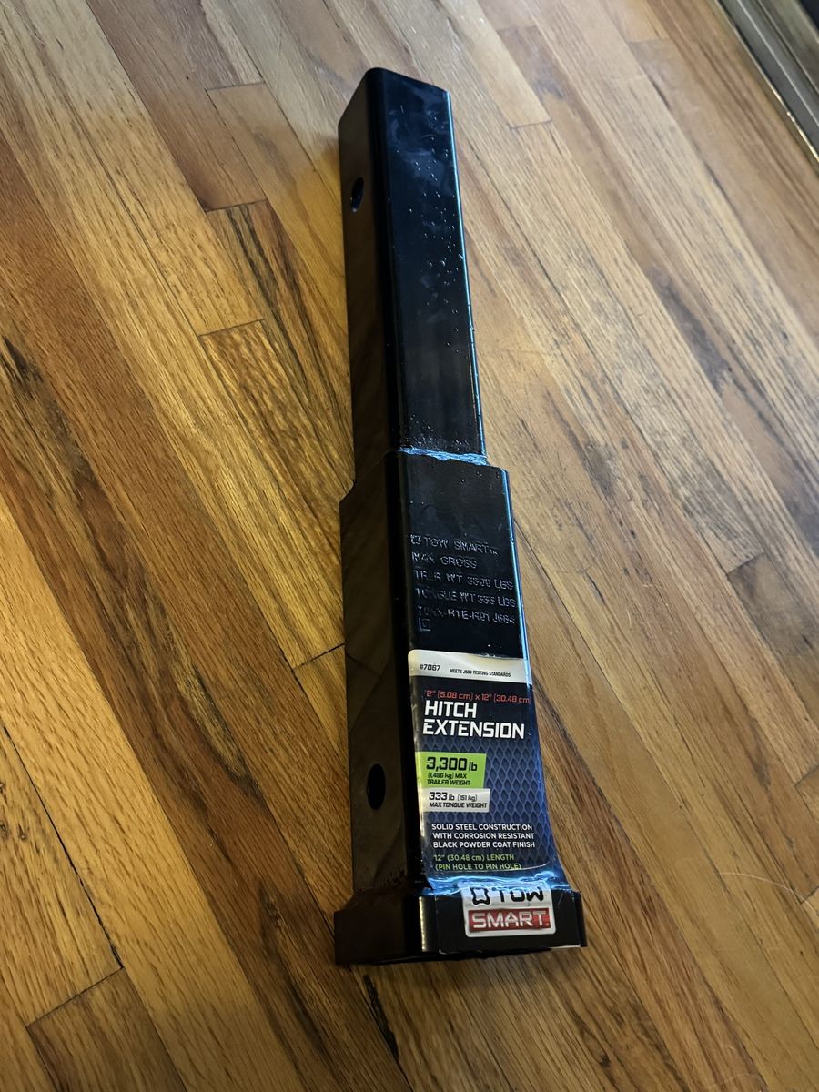 New Tow Smart Hitch Extension 2" x 12" Solid Steel 3,300 lb Capacity