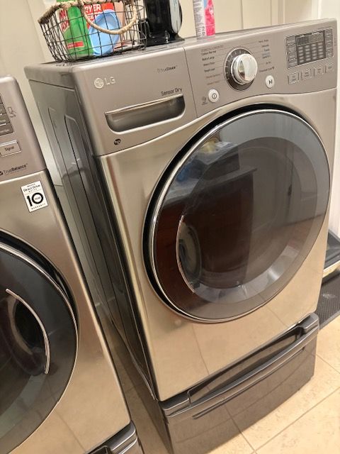 LG dryer with pedestals