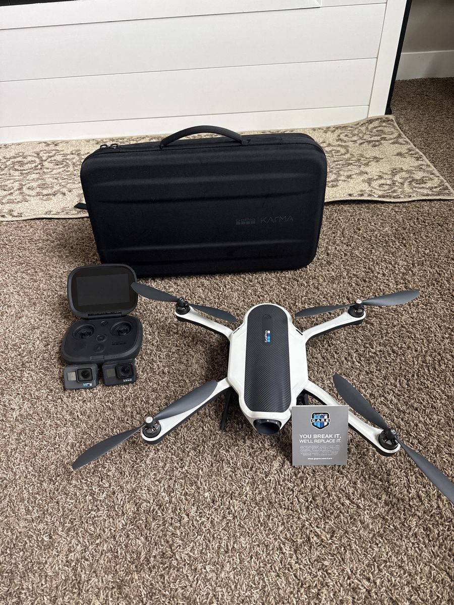 GoPro Karma Drone with Case, Controller, and 1 Hero6 Session Cameras and 1 Black7