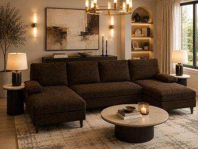NEW KORSER U-SHAPED SECTIONAL SOFA BROWN
